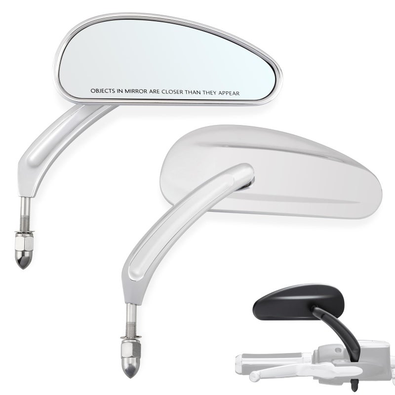 FOVPLUE Handlebar Mount MirrorsTeardrop Motorcycle Rearview mirrors for 19822025 Harley Modelsfor CVO Dyna Touring Electra Glide Road Glide Road King Softail Street Glide Sportster 1200 883Chrome